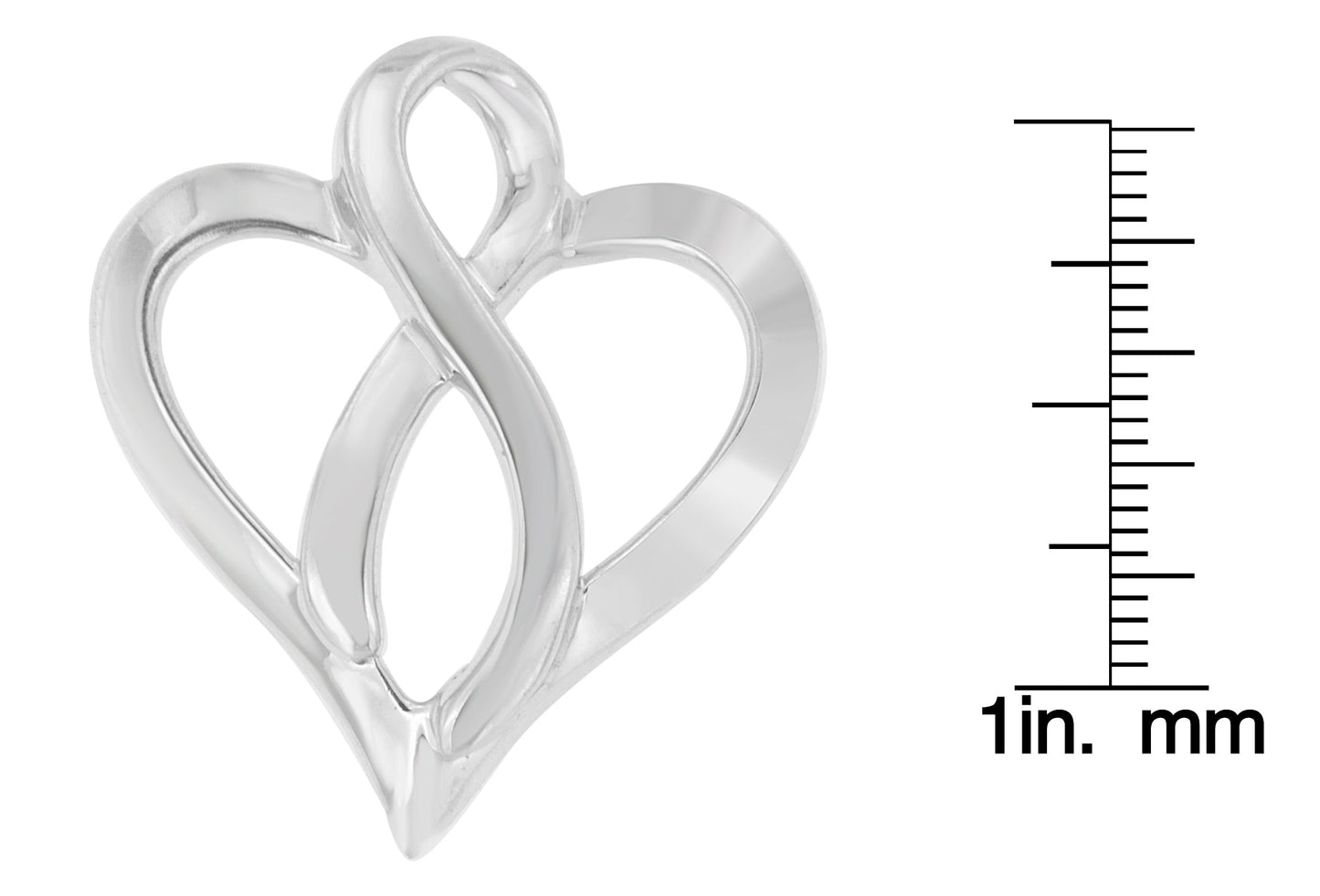 .925 Sterling Silver Heart Shaped Pendant Necklace