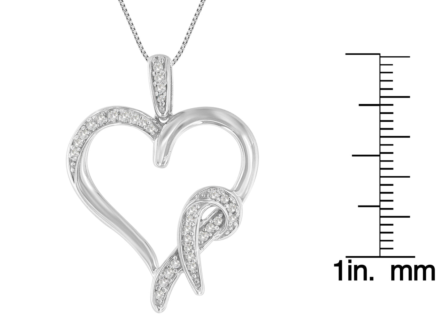 .925 Sterling Silver1/6 cttw Diamond Heart Pendant Necklace (H-I, SI2-I1)