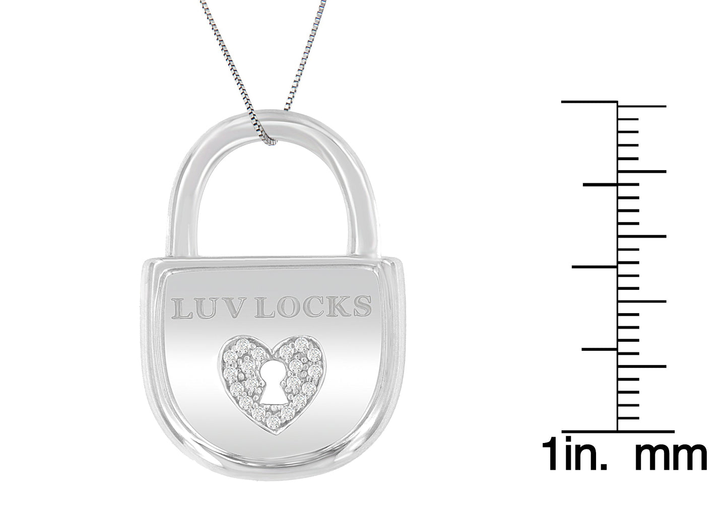 .925 Sterling Silver 1/8 cttw Diamond 'Luv Locks' Pendant Necklace (H-I, I1-I2)