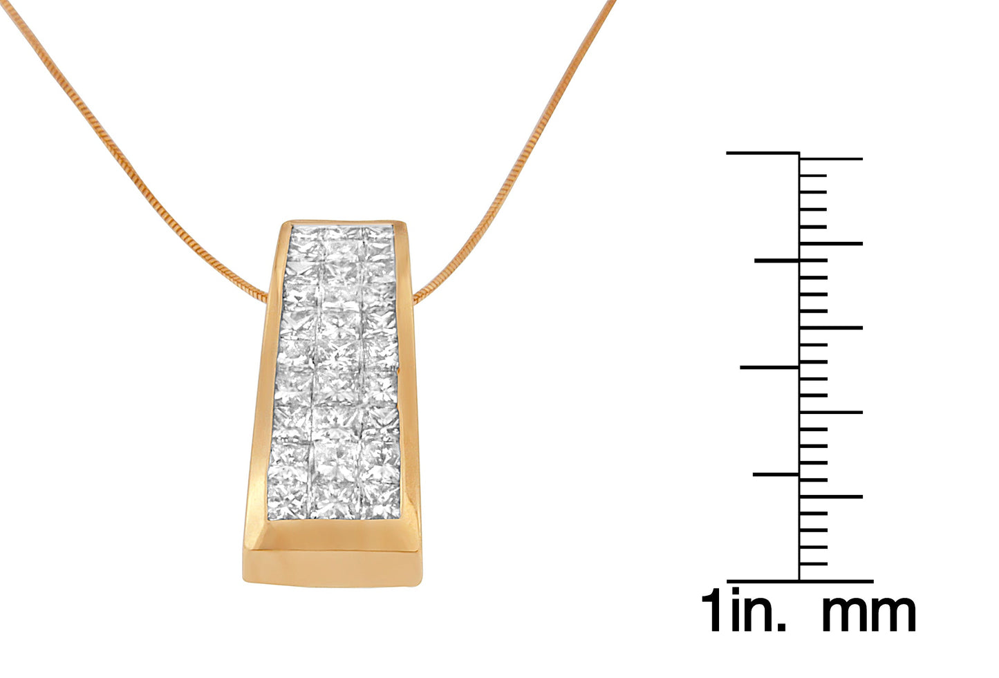 14K Yellow Gold Princess-Cut Diamond Pillar Pendant Necklace (1 5/8 cttw, H-I Color, SI1-SI2 Clarity)