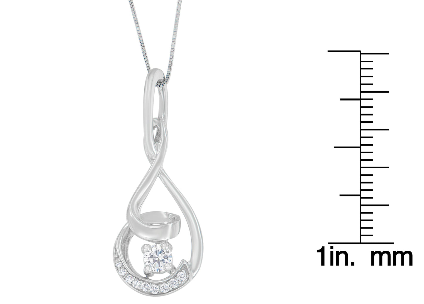 Espira 10K White Gold 1/4 cttw Round Cut Diamond Spiral Link Pendant Necklace (H-I, I1-I2)