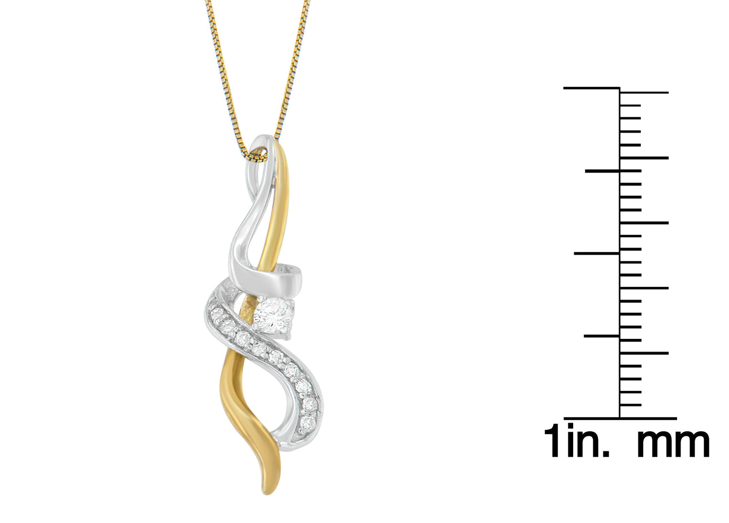 Espira 10K Two-tone Gold 1/5 cttw Diamond Intertwined Swirl Pendant Necklace (J-K, I1-I2)