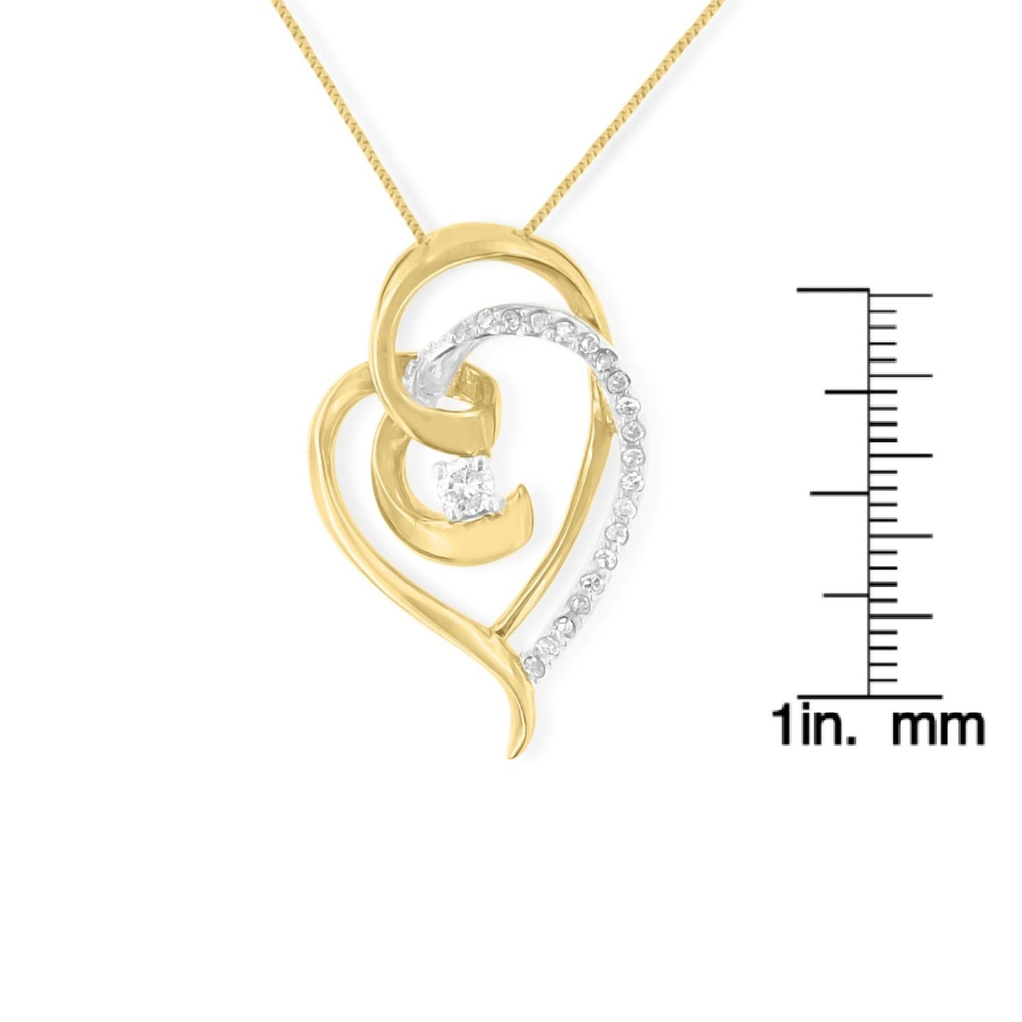 Espira 10k Gold Diamond Woven Heart Pendant Necklace (0.2 cttw, I-J Color, I1-I2 Clarity)