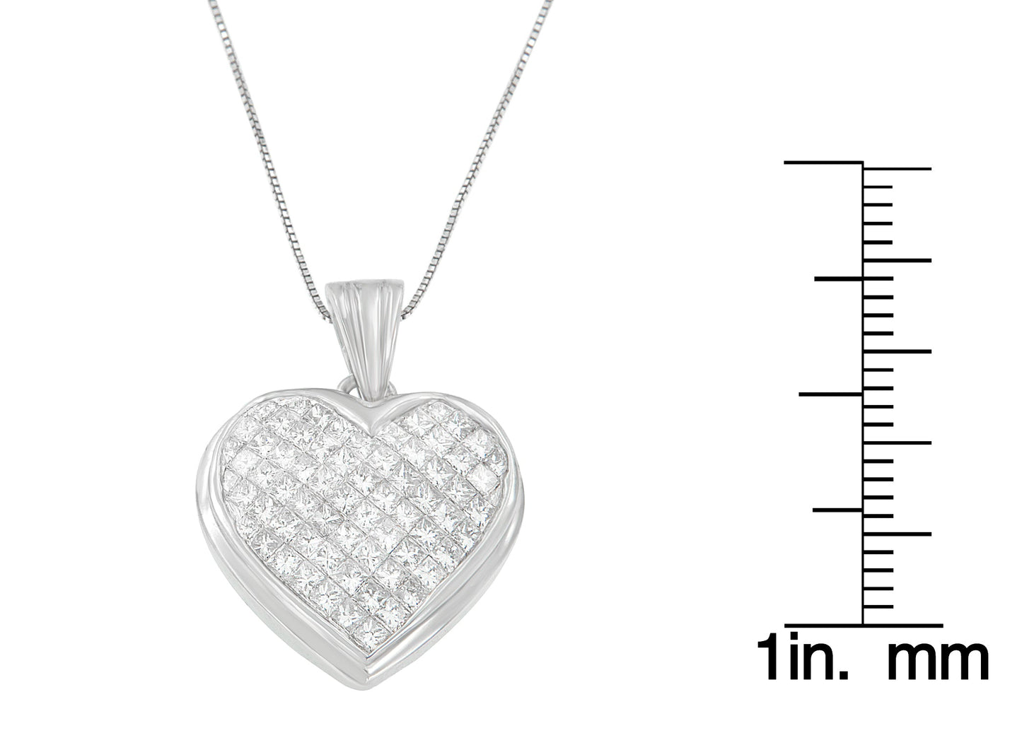 14K White Gold 2 cttw Princess Cut Diamond Pendant Necklace (G-H, VS1-VS2)