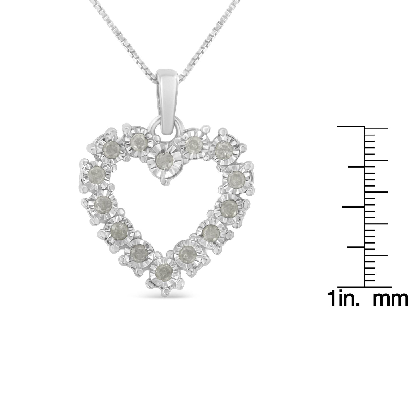 .925 Sterling Silver 1/3 Cttw Diamond Miracle-Set Open Heart 18" Pendant Necklace (I-J Color, I2-I3 Clarity)