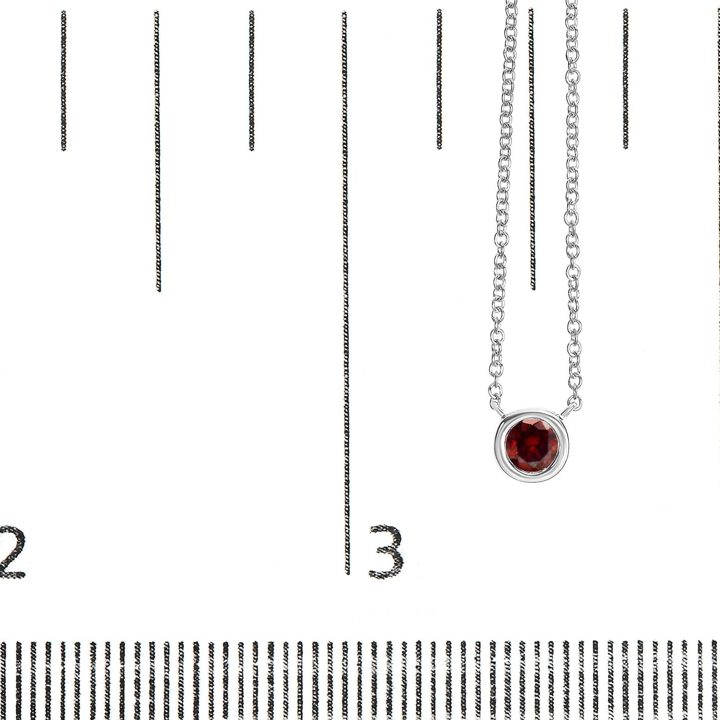 14K White Gold 1/2 Cttw Red Lab Grown Diamond Bezel-Set Solitaire 18" Pendant Necklace (Red Color, VS1-VS2 Clarity)