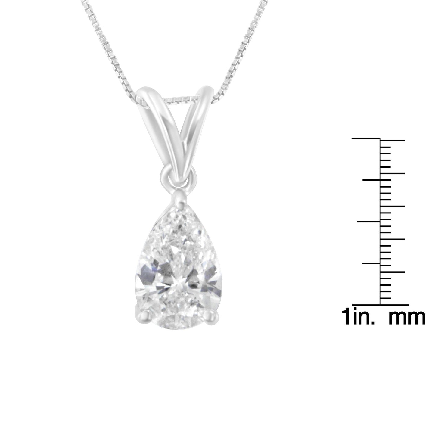 IGI certified 10K White Gold 1/2 cttw Diamond Pear Pendant Necklace (I-J, I1)