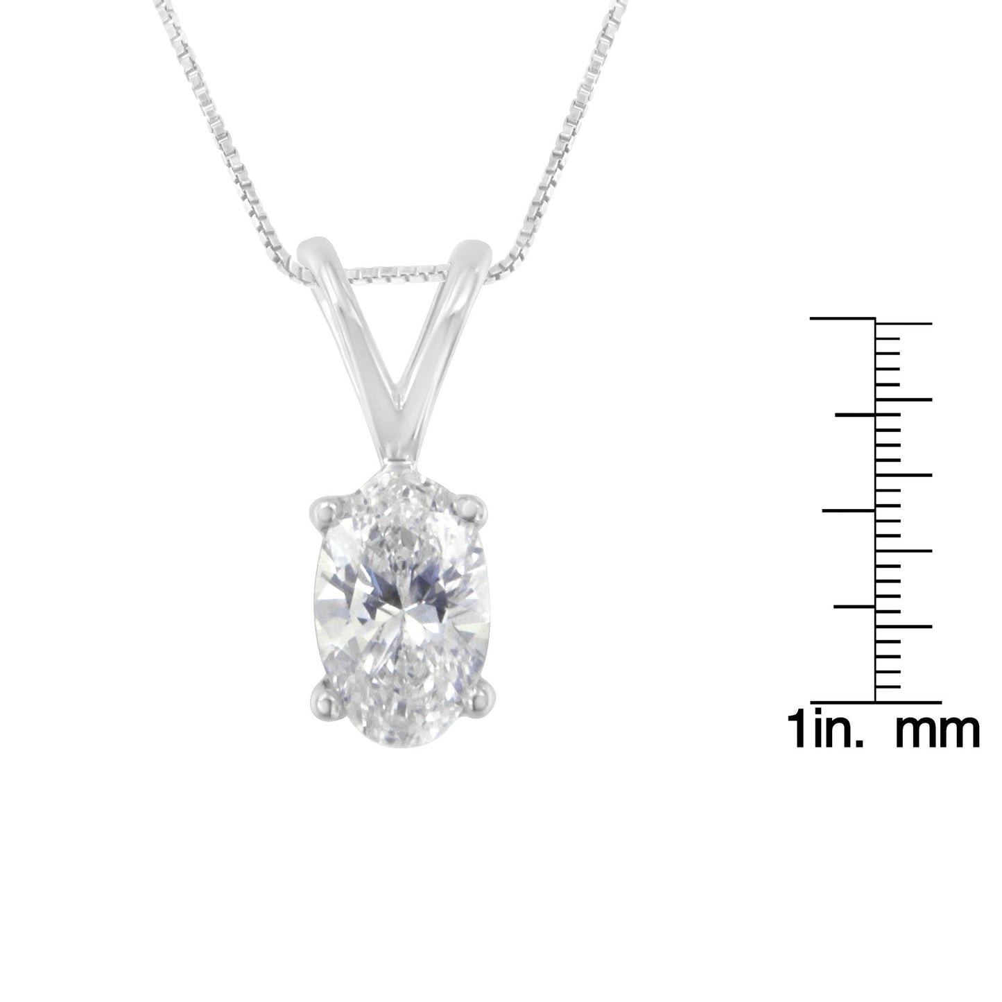 10K White Gold Diamond Oval Pendant Necklace (1/3 cttw, H-I Color, SI1-SI2 Clarity)