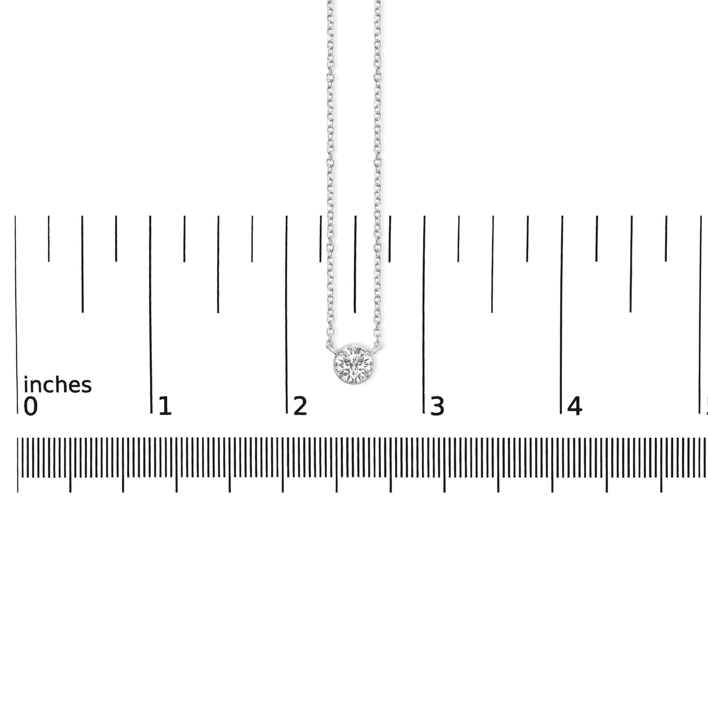 14K White Gold 1.00 Cttw Bezel Set Round Lab-Grown Diamond Solitaire 18" Pendant Necklace (F-G Color, VS1-VS2 Clarity)