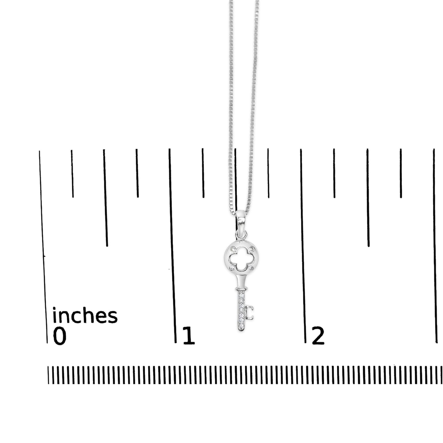 .925 Sterling Silver Diamond Accent Key Pendant Necklace (I-J Color, I2-I3 Clarity) - 18" Inches