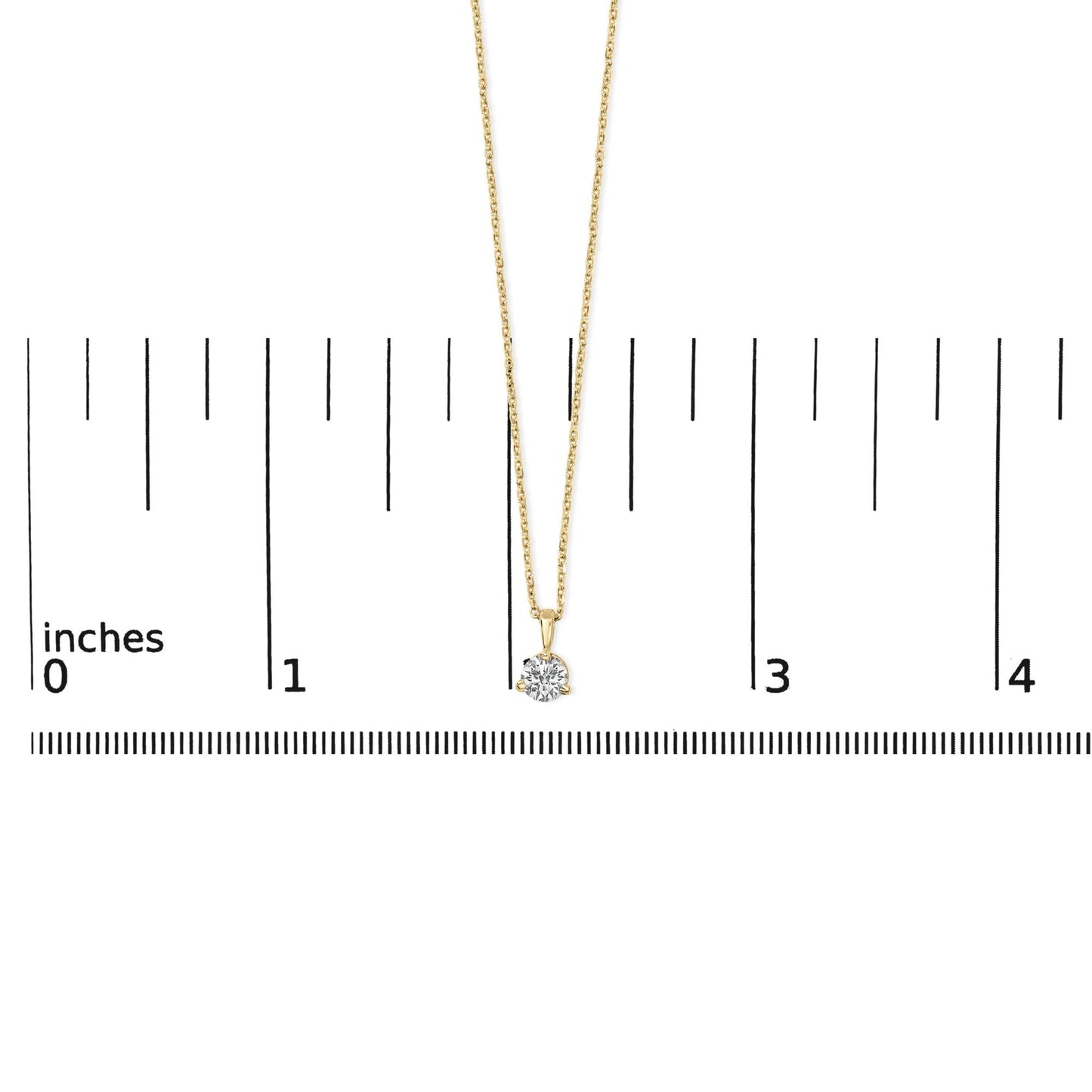 14K Yellow Gold 3/8 Cttw 3 Prong Martini Set Round Diamond Solitaire Pendant Necklace (G-H Color, SI2-I1 Clarity) - 18" Inches