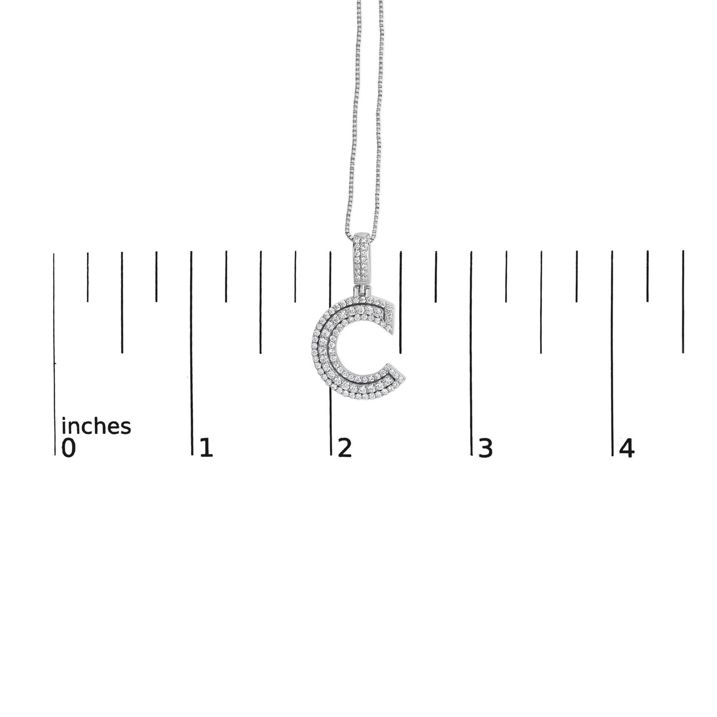 .925 Sterling Silver 4/5 Cttw Round Lab-Grown Diamond "C" Pendant Necklace - 18" (F-G Color, VS2-SI1 Clarity)