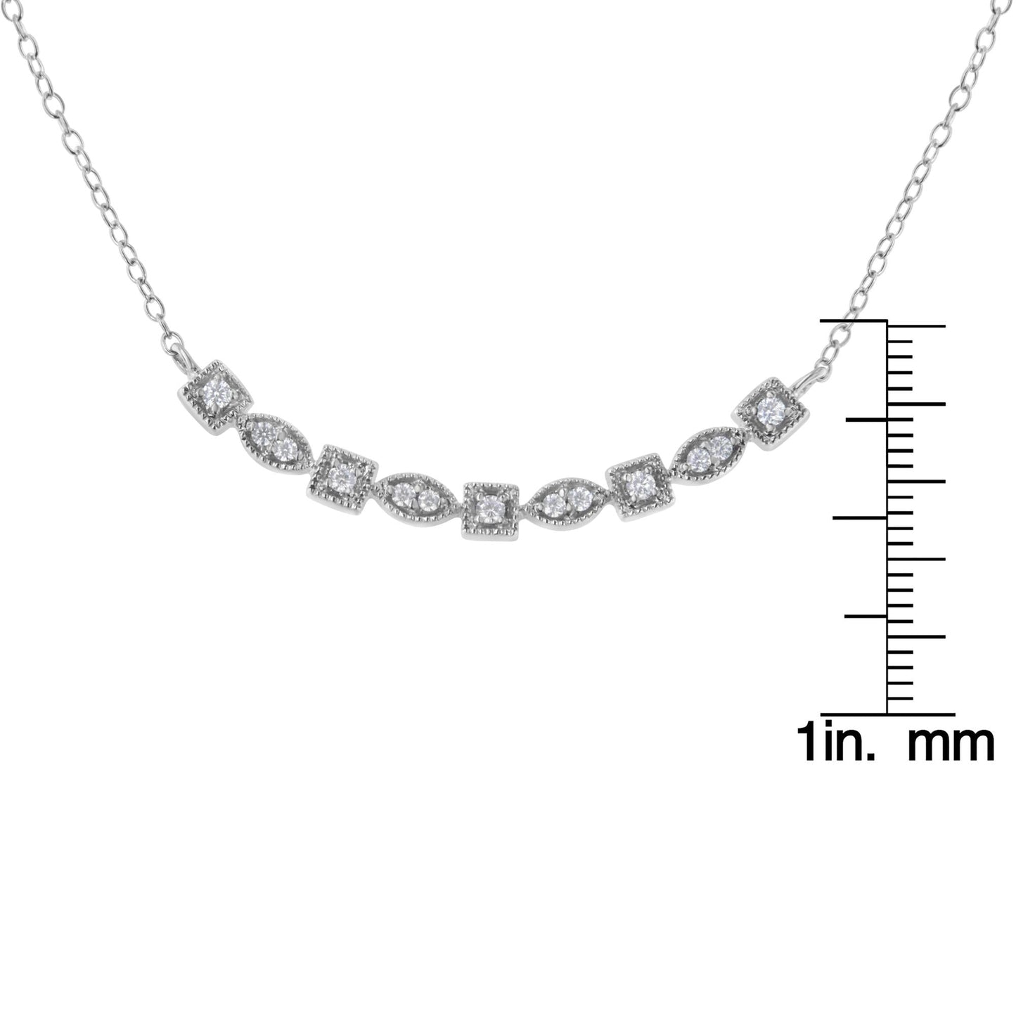 Sterling Silver Diamond Bar Mixed Shape Necklace (1/4 cttw, I-J Color, I2-I3 Clarity)