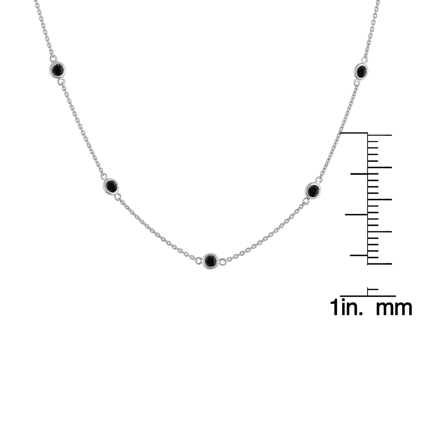 .925 Sterling Silver 1 Cttw Treated Fancy Black Diamond Station Necklace (I1-I2 Clarity) - 18”