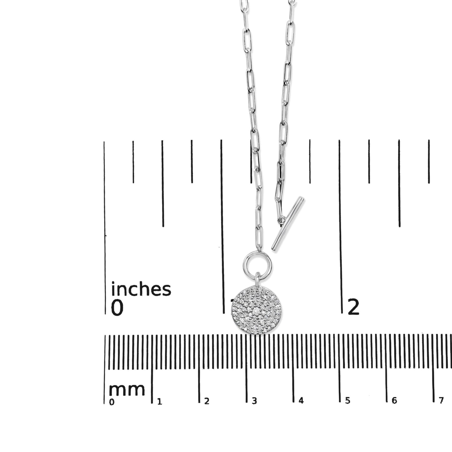 .925 Sterling Silver 3/8 Cttw Diamond Medallion with Toggle Bale Paperclip Chain Pendant Necklace (H-I Color, SI1-SI2 Clarity) - 18" Inches