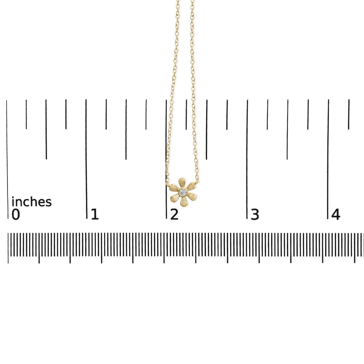 10K Yellow Gold 1/8 Cttw Diamond Floral Station Chain Necklace (I-J Color, I1-I2 Clarity)