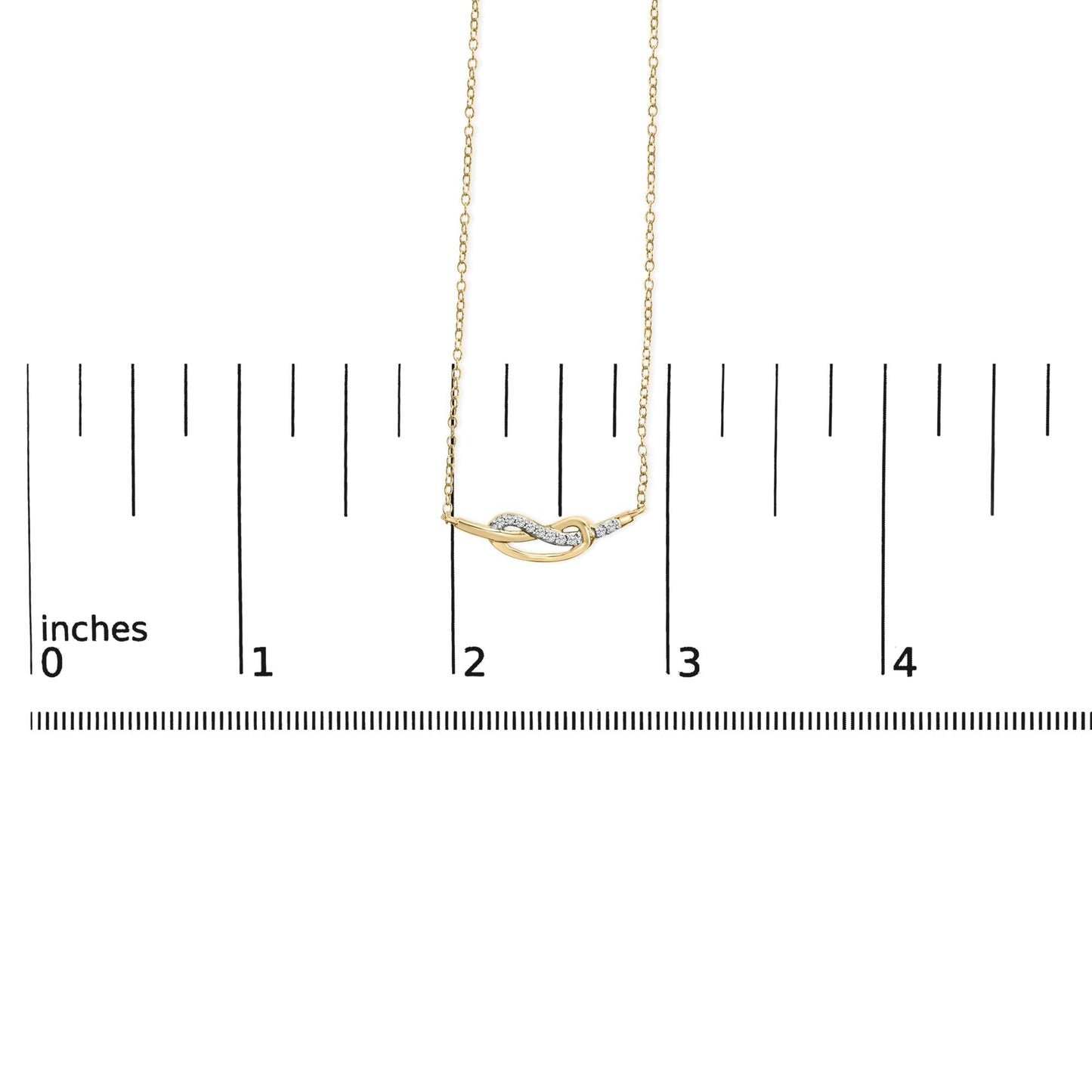 14K Yellow Gold Plated .925 Sterling Silver Diamond Accent Infinity Ribbon Pendant Necklace (I-J Color, I1-I2 Clarity) - "18 Inch