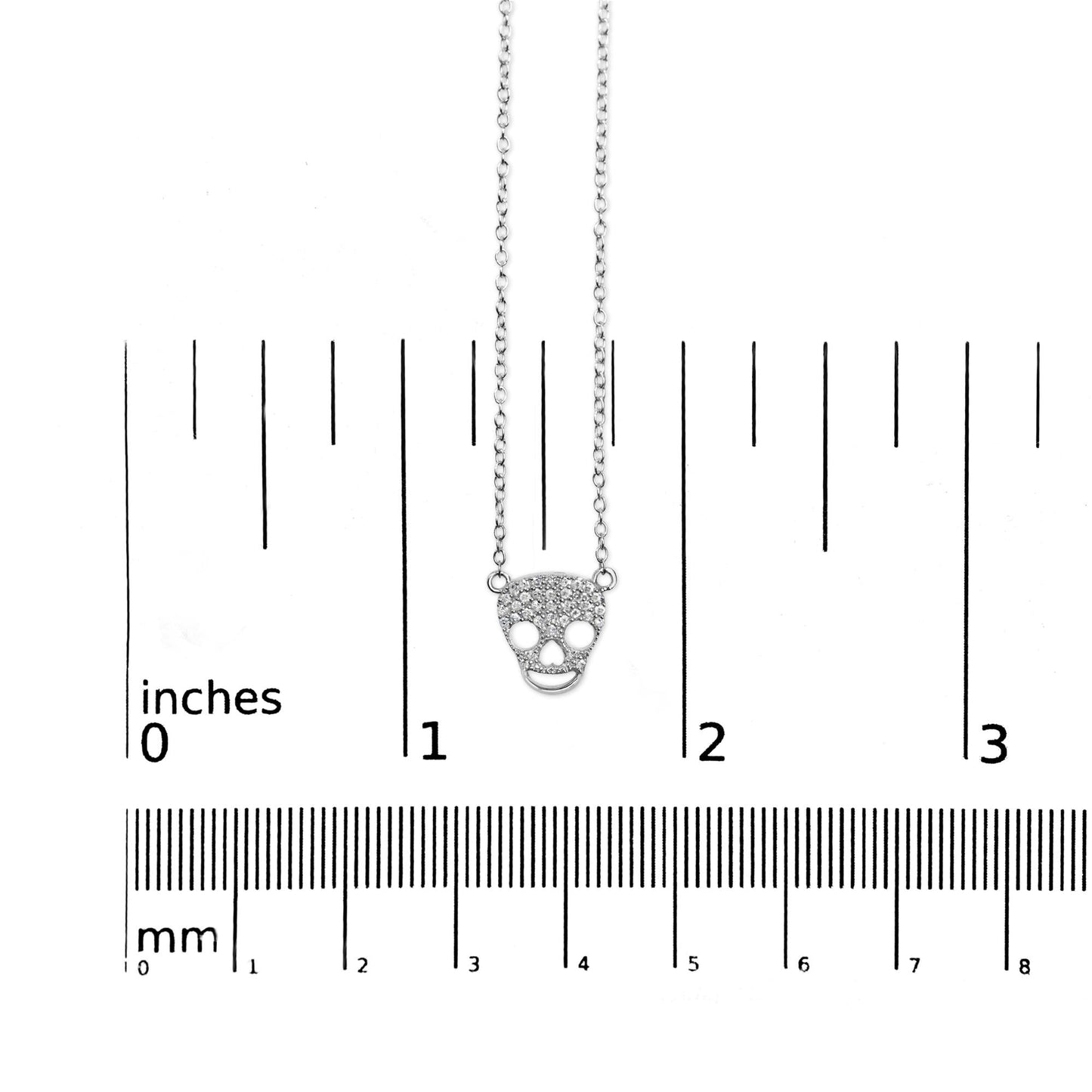 .925 Sterling Silver 1/7 Cttw Diamond Skull Pendant Necklace (H-I Color, SI1-SI2 Clarity) - 18" Inches