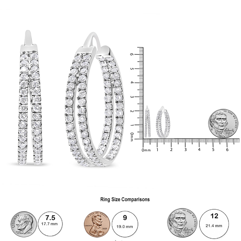 10K White Gold 1 1/2 Cttw Lab Grown Diamond Inside Out Double Row Split Criss Cross 3/4" Inch Hoop Earrings (G-H Color, SI1-SI2 Clarity)