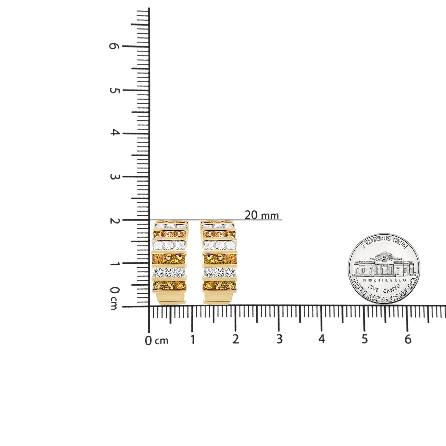 18K Yellow Gold 1 3/4 Cttw Invisible Set Princess Cut Diamond and 2.5mm Yellow Sapphire Huggie Hoop Earrings (F-G Color, VS1-VS2 Clarity)