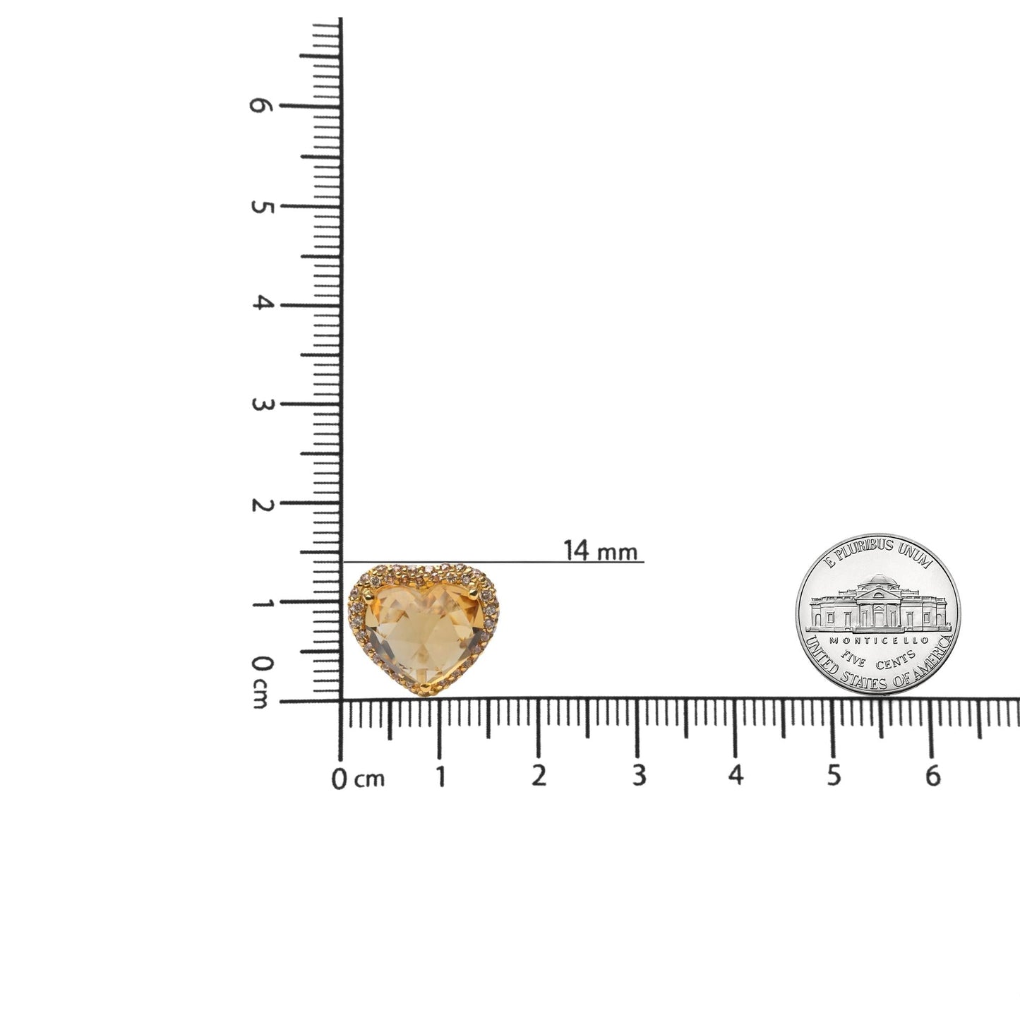 18K Yellow Gold 2/3 Cttw Brown Diamonds and 11x11mm Heart-Cut Yellow Citrine Gemstone Halo Heart Stud Earrings (Brown Color, SI1-SI2 Clarity)