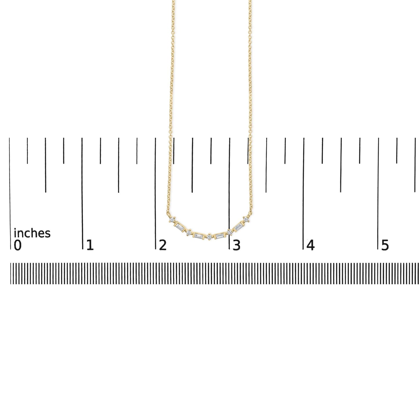 14K Gold 1/5 Cttw Diamond Mixed Shape Curve Bar Pendant Necklace (H-I Color, VS2-SI1 Clarity) - 18" Inches