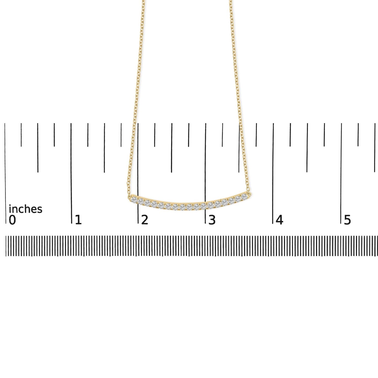 14K Gold 1.00 Cttw Diamond Curved Bar Pendant Necklace (H-I Color, VS2-SI1 Clarity) - 18 Inches