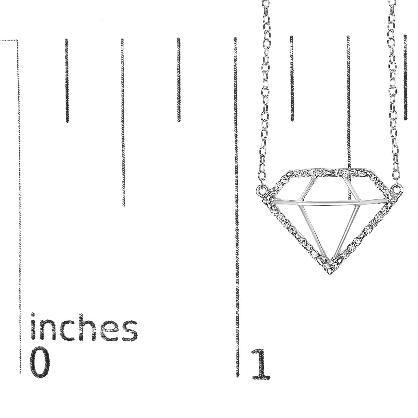 .925 Sterling Silver 1/7 Cttw Lab Grown Diamond Diamond Shaped Pendant Necklace - Size 18 Inches