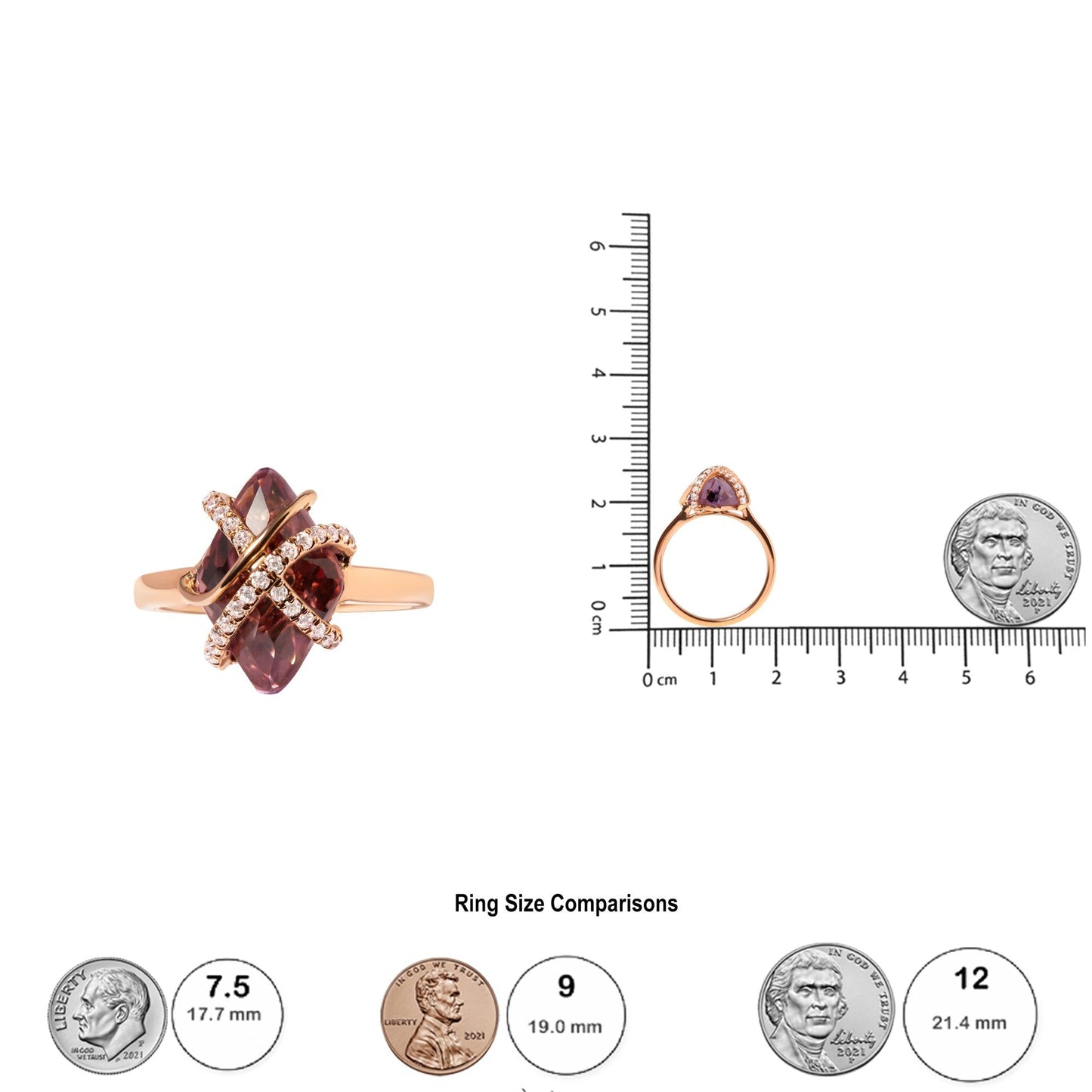 14K Rose Gold 1/5 Cttw Diamond Wrapped 15x15 MM Purple Amethyst Cocktail Ring (G-H Color, SI1-SI2 Clarity)