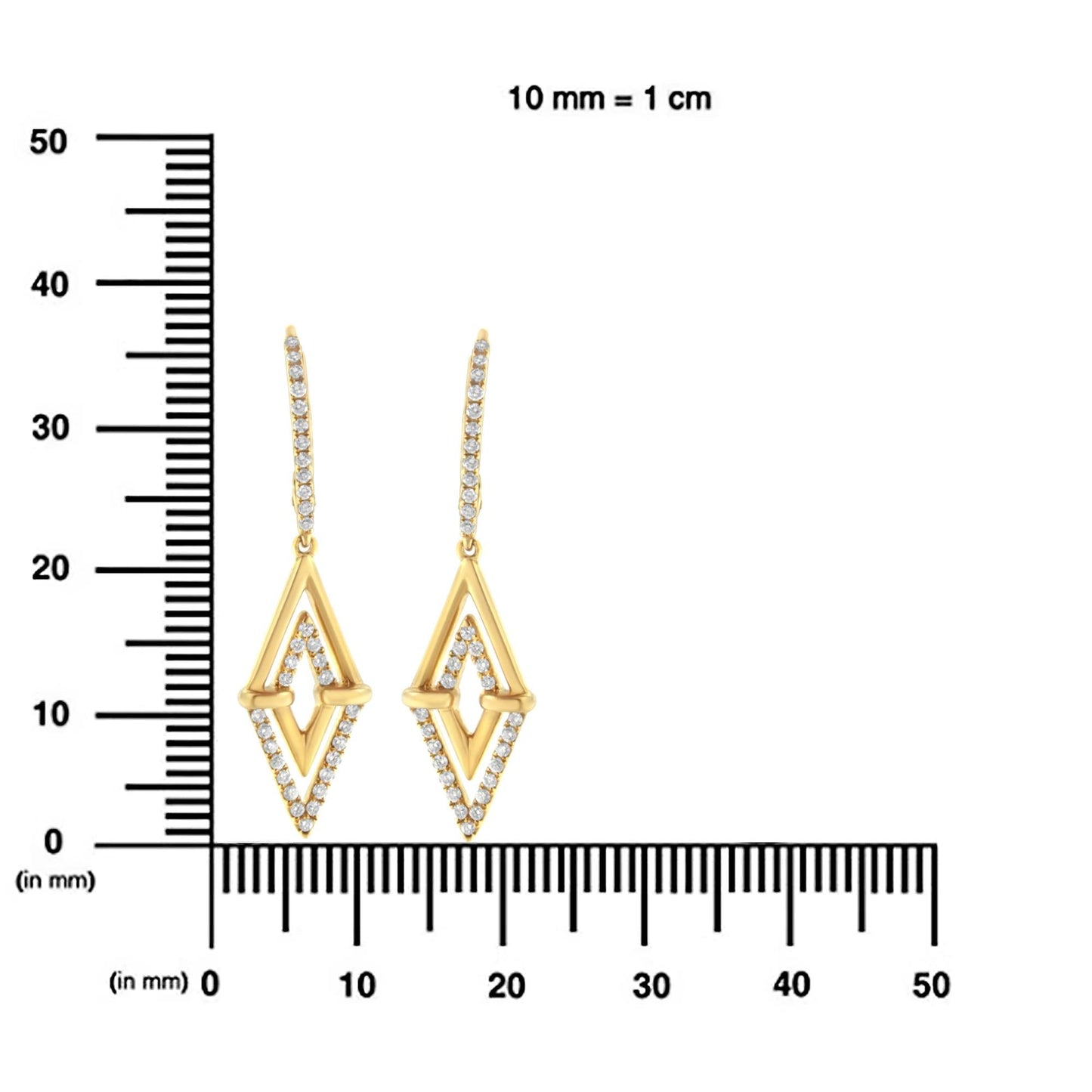 14K Yellow Gold 3/8 Cttw Double Triangle Drop and Dangle Diamond Earrings (G-H Color, SI1-SI2 Clarity)