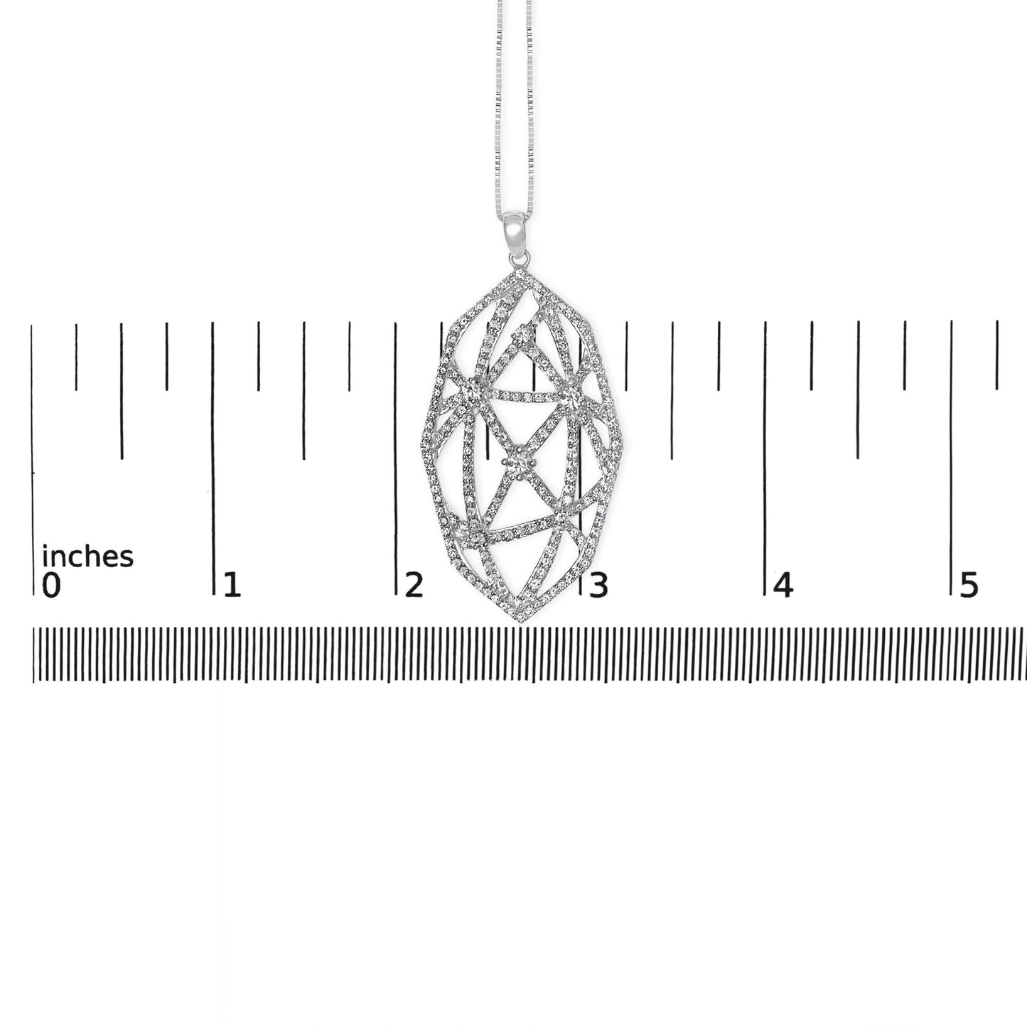 18K White Gold 2 1/4 Cttw Diamond Geometric Open Work Pendant Necklace (F-G Color, VS1-VS2 Clarity) - 18"