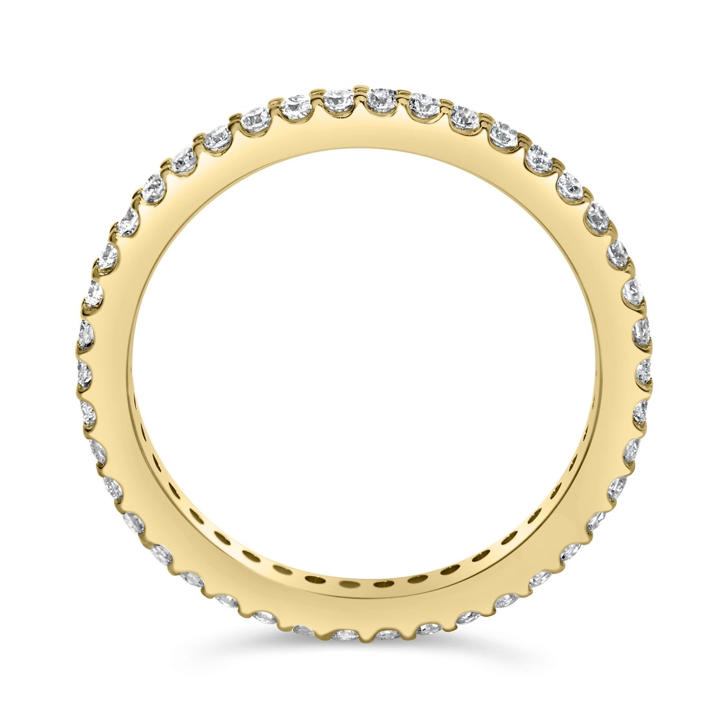 14K Yellow Gold Shared Prong Set Round Diamond Eternity Band Ring (G-H Color, SI1-SI2 Clarity)