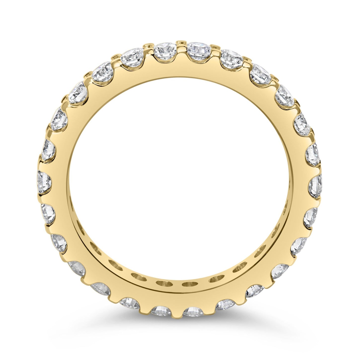 14K Yellow Gold Shared Prong Set Round Diamond Eternity Band Ring (G-H Color, SI1-SI2 Clarity)