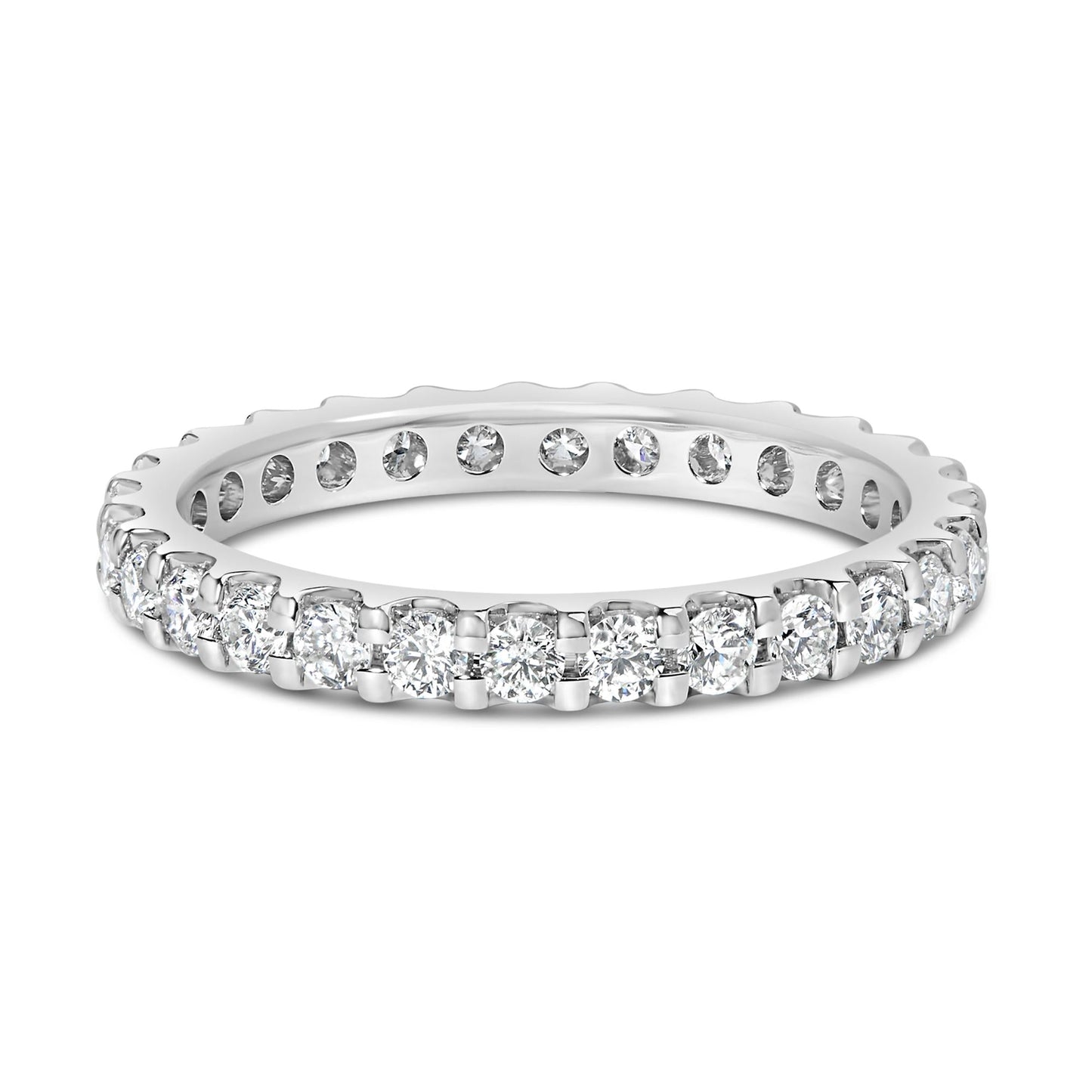 14K White Gold Shared Prong Set Round Diamond Eternity Band Ring (G-H Color, SI1-SI2 Clarity)