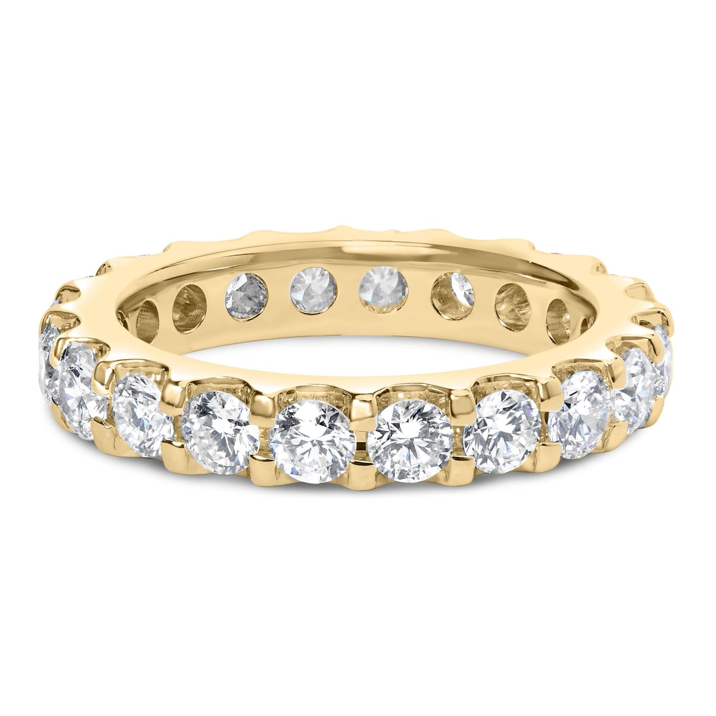 14K Yellow Gold Shared Prong Set Round Diamond Eternity Band Ring (G-H Color, SI1-SI2 Clarity)