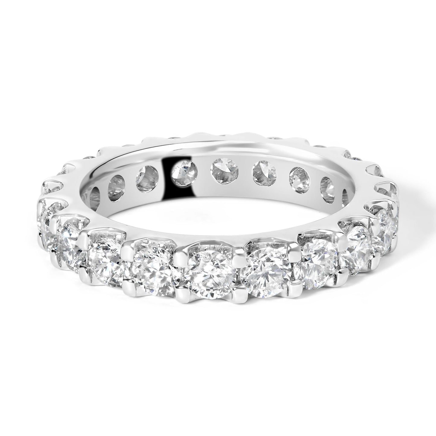 14K White Gold Shared Prong Set Round Diamond Eternity Band Ring (G-H Color, SI1-SI2 Clarity)